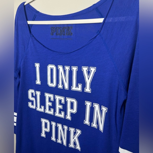 Y2K Victoria's Secret Blue Night Sleep Shirt Only Sleep in PINK Sleepwear Top S - Picture 6 of 9